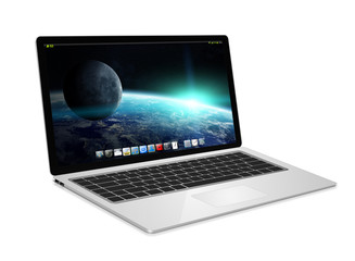 Modern laptop on white background 3D rendering