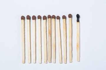 the matches on a white