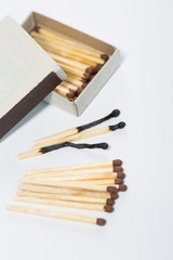 box of matches on a white