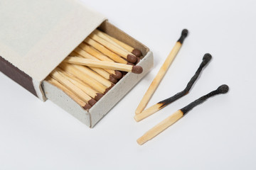 box of matches on a white