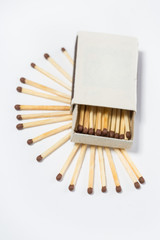 box of matches on a white