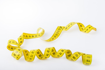Yellow color centimeter with black figures for measurement of le
