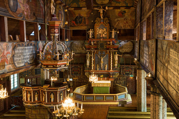 Interior view of an old Wooden Church