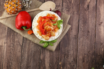 Sweet and Sour Chicken on Rice