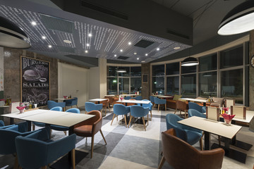 Fototapeta na wymiar Interior of a modern restaurant in office building