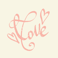 Love lettering. Vector freehand letters. Valentine greeting card