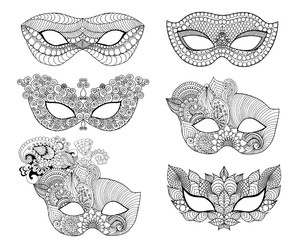 Mardi gras lace mask set