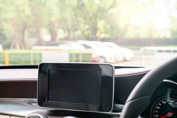 GPS device screen for navigation to destination of driver