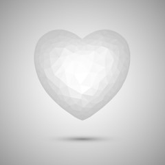 Polygonal white crystal heart