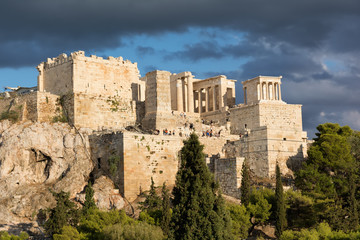 Naklejka premium The Parthenon on the Athenian Acropolis, Greece, dedicated to the goddess Athena.