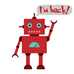 Naklejka premium Vector illustration of a toy Robot and text I'm back!