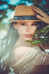 beauty woman in hat