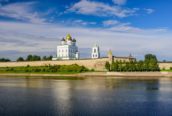 Fototapeta na wymiar Ancient Kremlin in Pskov in the summer Sunny day, Russia