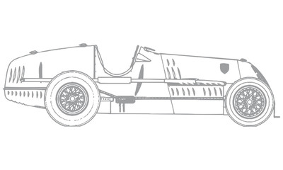 Grey outline of a retro sports car