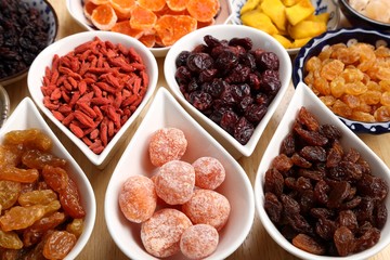 Dried fruits.