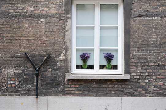 Fenster mit Blumenvasen