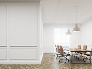Meeting room with white walls