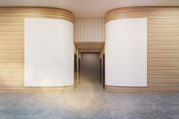 Office corridor with rounded walls
