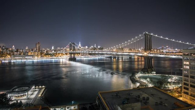 New York Brooklyn bridge at night Timelapse