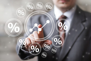 Man with chart online business web diagram percent icon