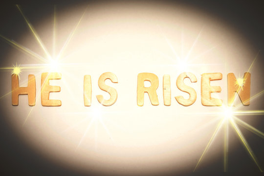 Easter resurrection golden inscription He is risen