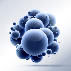 group of 3d spheres in blue color