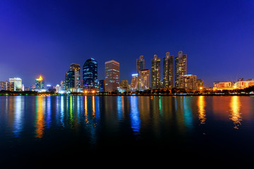 Fototapeta premium Night Cityscape of Business buildings Light from Bangkok Thailan