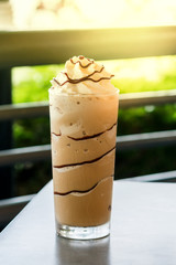.frappe cappuccino or ice coffee in glass