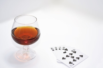 Composition of drinking and playing cards.