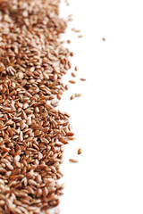 Flax seeds isolated on a white