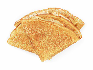 fresh homemade blinis top view isolated on white background