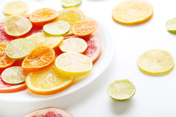 Citrus fruits on a white background