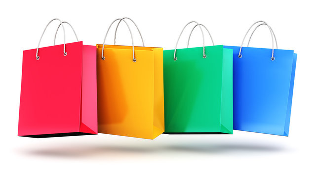 Group of color paper shopping bags