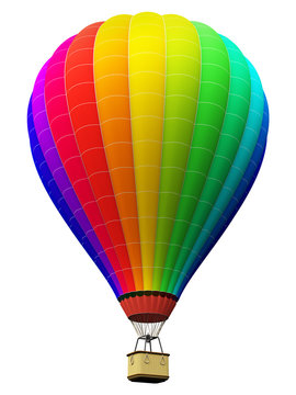 Color rainbow hot air balloon isolated on white background