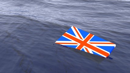 British flag drowning in the ocean brexit concept