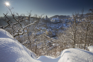 Schwarzenberg Castle from Ottenstein in winter