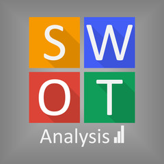 SWOT analysis business strategy management icon in flat design style. Vector illustration