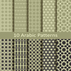 set of ten seamless vector arabic traditional geometric patterns