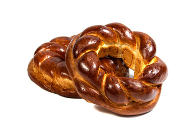 Christmas bread (kalach), traditional Christmas dish in Ukraine over wooden background