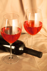 bottle of wine and glass on the table