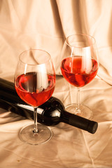 bottle of wine and glass on the table
