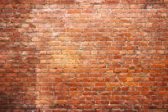 Texture Vintage Brick Wall, Background Red Stone Urban Surface