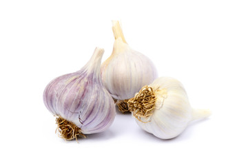 Healthy fresh garlic isolated on white background