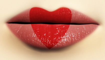 bouche coeur lèvres rouge saint-valentin