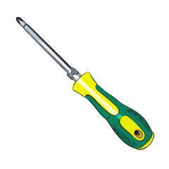 Vector color sketch of screwdriver.