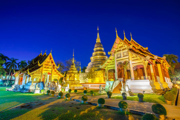 Wat Phra Singh is located in the western part of the old city center of Chiang Mai, Thailand