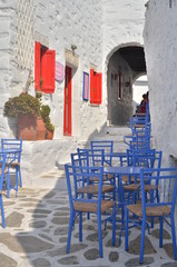 Terrasse dans les rues de Grèce, Cyclades