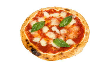 Pizza with cheese and tomato sauce. Pizza on a white background.