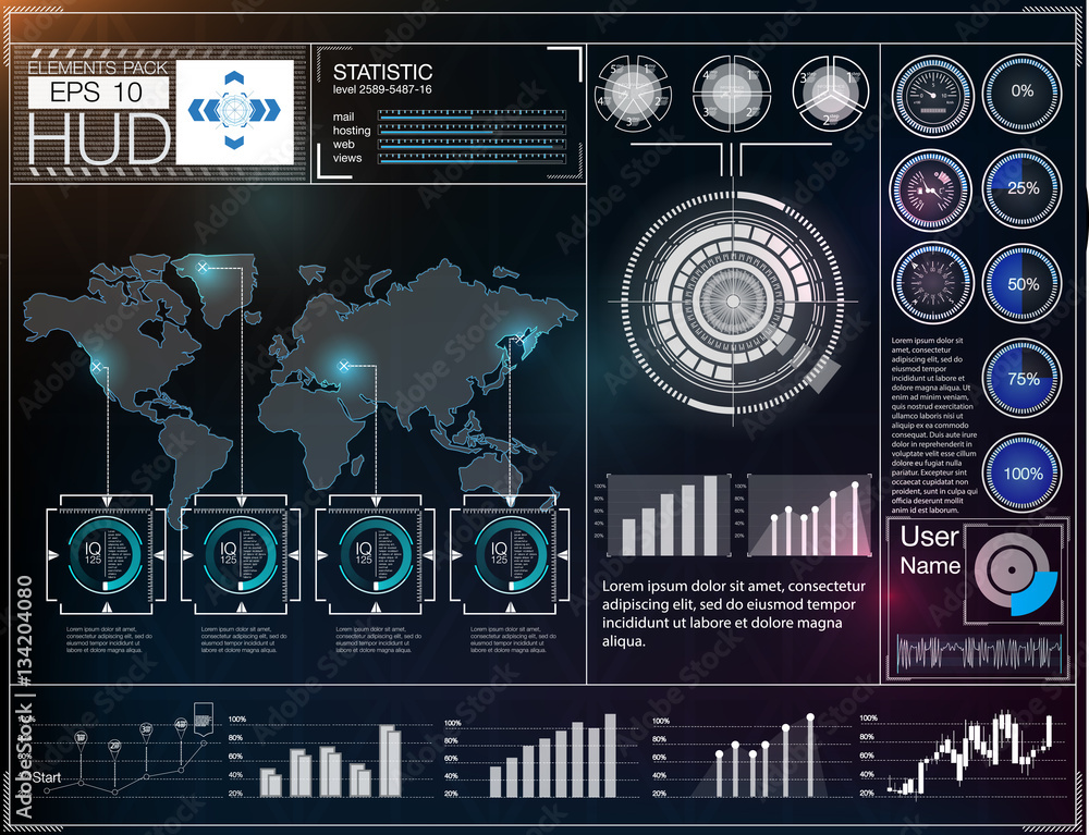 Poster futuristic user interface. hud ui. abstract virtual graphic touch user interface. hud background out