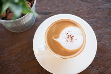 Cup of mocha coffee in coffee shop